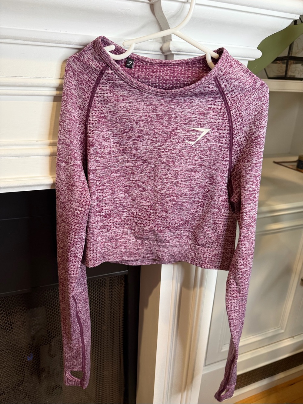 Gymshark Pink Marled Long-Sleeve Crop Sweatshirt XS